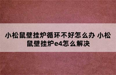 小松鼠壁挂炉循环不好怎么办 小松鼠壁挂炉e4怎么解决